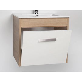 Mueble Campi Space 60 c/mesada loza blanco-roble