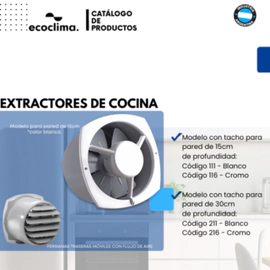 Extractor para cocina diam.25 paredl ECOCLIMA 116
