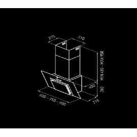 Campana de Cocina TST línea ESPEJO 90-A-3V-CM 280-90