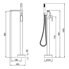 Griferia de Pie Para Bañera Exenta Peirano Vera 84-180 cr