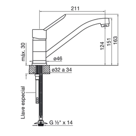Grifería de cocina FV newport monocomando 0411.01/B2-CR