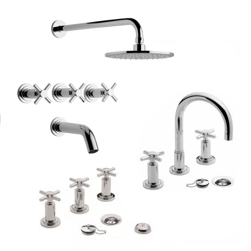 Griferia baño completa Fv Temple Lavatorio Ducha Bidet