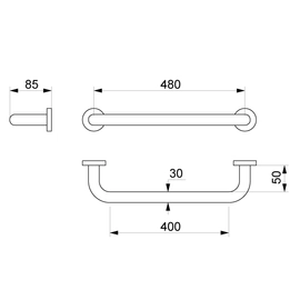 Barra Ideal 40 cm porá fijo recto 21004