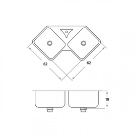 Bacha de cocina MI Pileta Esquinera semi lujo doble 350