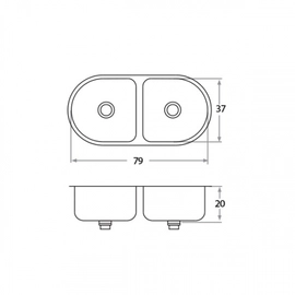 Bacha de cocina Mi Pileta bajo mesada doble 501