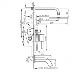 Griferia Ducha Fv Temple 106.02/87 Monocomando c/transf cr