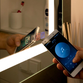 Espejo Hafele multifuncional 90x90cm. sonido conexión BT