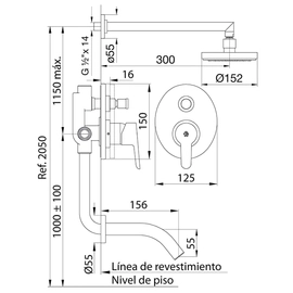 Grifería de ducha FV puelo con transferencia 0106/B5-CR