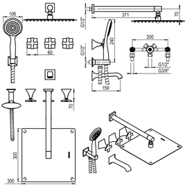 Griferia de ducha Hidromet 3V c/duchador New Castle 51005CRCR