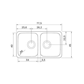 Bacha de embutir doble Tramontina Dora 94033/112