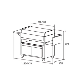 Parrilla sauce con mueble movil gas 60 cm TST