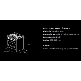 Cocina TST semi industrial chiara 60 cm Negro 453-60