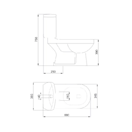 Inodoro largo con asiento y deposito doble descarga Piazza Garda B0400
