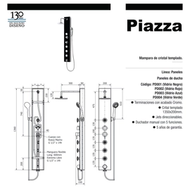 Panel de ducha Piazza Azul PD003