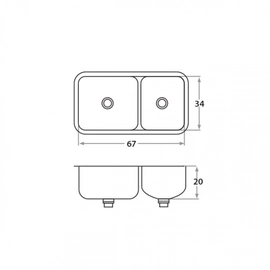 Bacha de cocina Mi Pileta Bajo mesada doble 445