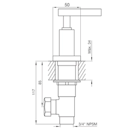 LLave de paso FV dominic lateral 19 mm 0210.0R/85L-CR