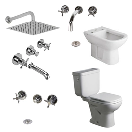 Juego de baño Completo Ferrum Bari+Griferia pared Triumph C