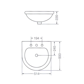Bacha de lavatorio Ferum 50 cm avignon 3 ag AVI-MS-004-BL