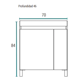 Schneider vanitory sin mesada aqua 70cm carvalho