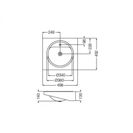 Bacha Baño con mesada Ferrum Acero Inox 1 Ag 50x45