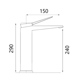 Griferia de lavatorio Ultragrif Brooklyn Alto Monoc black matt UGA1013B03