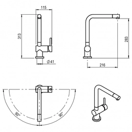 Griferia de Cocina Hidromet Jockey Pico Recto black