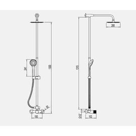 Griferia de ducha Hidromet Texture exterior c/transf y barral duchador 9805CRNE
