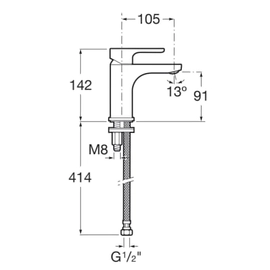 Griferia lavatorio bajo monocomando L20 cromo Roca