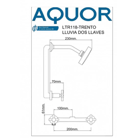 Griferia de ducha Aquor Trento dos llaves cr LTR118