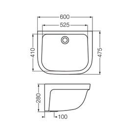 Pileta Ferrum 60x48 lavadero sin fregadero blanca SVA-PD-004-BL