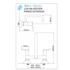 Griferia de cocina Aquor Externa Pared Dexter cr LDX106