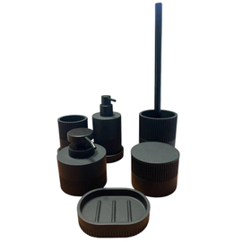 Set accesorios para baño Kurymar Ribbed negro mate 6004