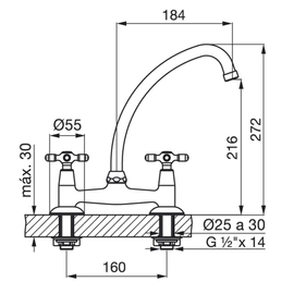 Grifería de cocina FV newport plus pico movil 0413/B2P-CR