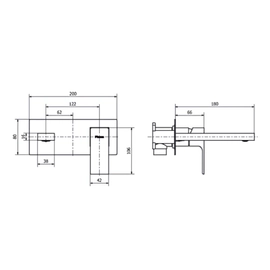 Griferia de lavatorio Piazza Arq de pared Monoc cromo 10403