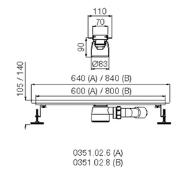 Desague Ciego Fv Acero Inoxidable 80cm 351.02.8
