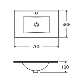 Mesada Ferrum 75 cm cadria con bacha 1 Ag CDR-MS-005-BL