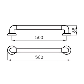 Barral Ferrum 50 cm traful de apoyo recto blanco ESP-BR-014-BL