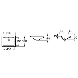 Lavatorio sobre encimera diverta 500x380 blanco Roca
