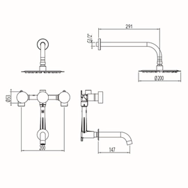 Griferia ducha con transferencia Hidromet Texture cromo 9808CRCR