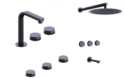 Combo Griferías Hidromet Luxury Black Negro Ducha Embutir