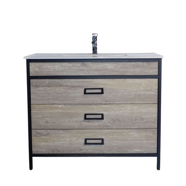 Vanitory Campi iron100 roble/vintage con mesada 1 agujero