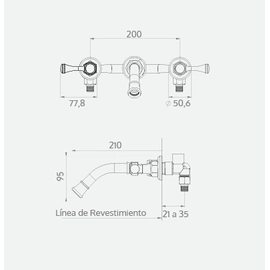Griferia Lavatorio De Pared Antique Lever Cromo Andez 550.41