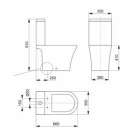 Inodoro largo c/deposito y asiento Piazza Abruzzo doble descarga B0700