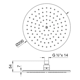 Ducha FV 200 mm fija articulada redonda 0126.MRO-20-CR