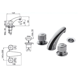 Grifería completa de baño FV Arizona Kit 900.03/B1CR