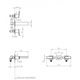 Griferia de Lavatorio pared Andez Senior 550.26