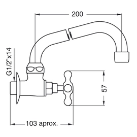 Grifería FV una llave de pared pico movil 0421-CR