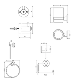 Kit accesorio de baño FV arizona 5 piezas 0179.05/B1-CR