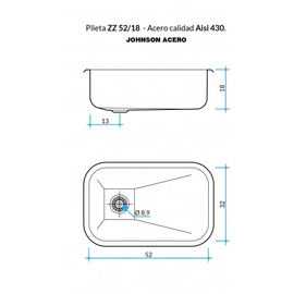 Bachas Cocina Johnson Simple 57.8x37.8x18