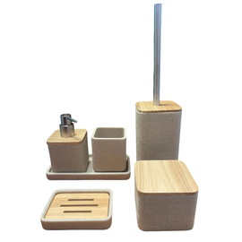 Set accesorios para baño Kurymar Lino simil madera 6003
